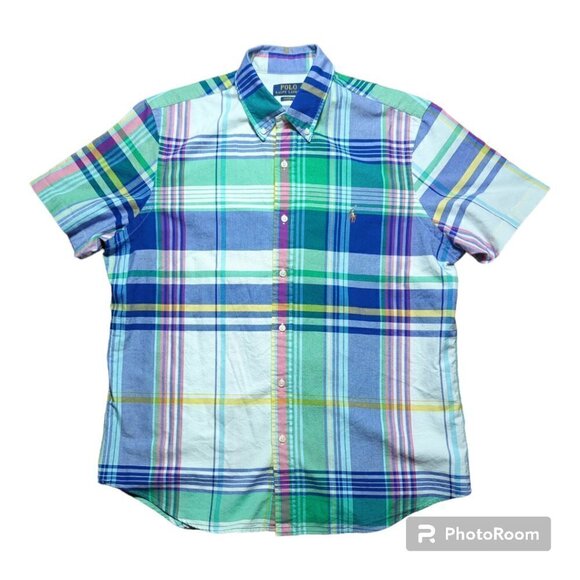 Polo Ralph Lauren Long sleeves Men's Shirt Size Large L Color Green Blue - Picture 1 of 8